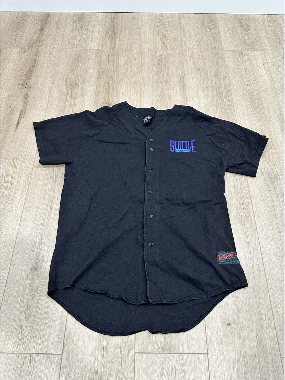 Soffe Choice Seattle Washington Baseball Jersey Black Cotton Shirt Mens XL